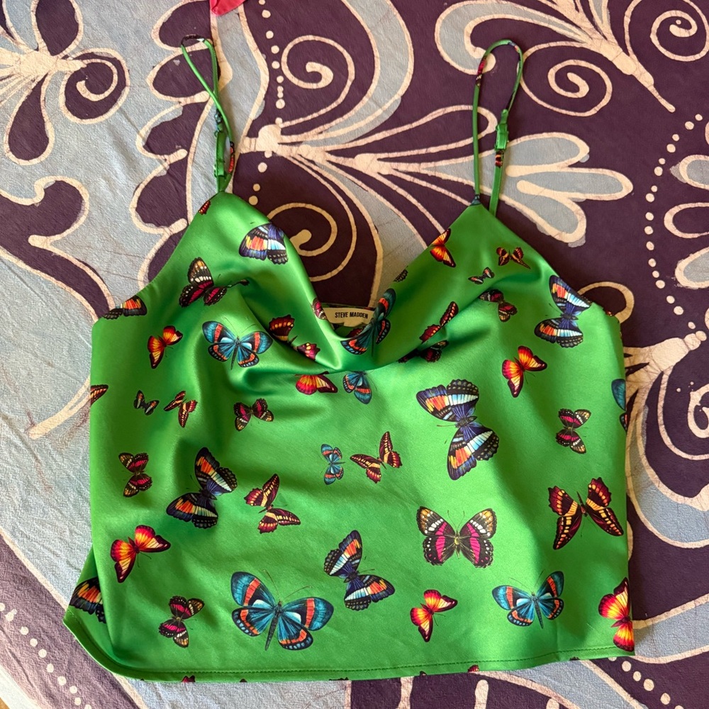 Steve Madden Green Butterly Blouse
